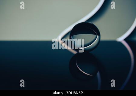 Abstract geometric 3d background with crystal ball. Real photography with art effects and negative space. Creative copy-paste background Stock Photo