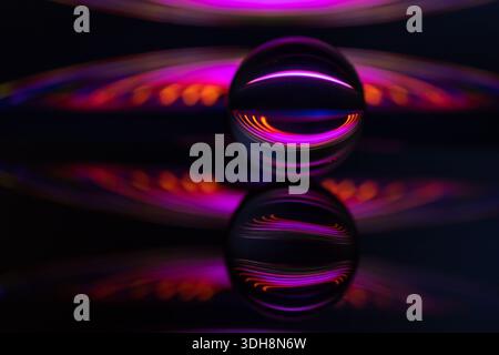 Abstract geometric 3d background with crystal ball. Real photography with art effects and negative space. Creative purple copy space background Stock Photo