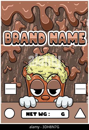 Rootbeer Strain Cartoon with Slime Background. Design For Logo, Label, Cover and Packaging Product. Stock Vector