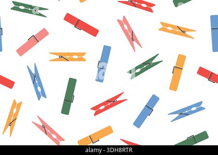 colorful clothespines seamless pattern, perfect for textile prints, wrapping paper, stationery, wallpaper, scrapbooking, and creative DIY or craft-rel Stock Vector