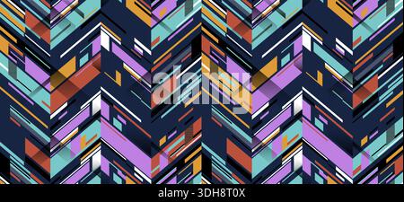 Seamless colorful pop art geometric pattern. Abstract color seamless zig zag background. Multicolor chevron pattern for web design, presentation, invi Stock Vector