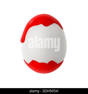 Easter egg in red paint isolated on white Stock Photo