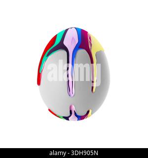 Easter egg in colorful paint isolated on white Stock Photo