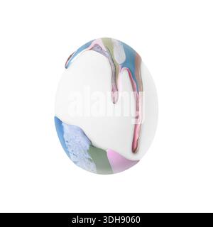 Easter egg in colorful paint isolated on white Stock Photo