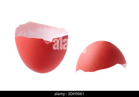 Cracked dyed Easter egg on white background Stock Photo