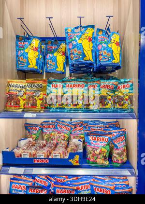 Malaga, Spain - December 21, 2025: Multiple Haribo gummy bear