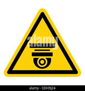 Triangle-shaped warning sign featuring a roller icon. This symbol alerts individuals to potential hazards in both indoor and outdoor environments. Ide Stock Vector