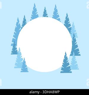 Winter banner snowy mountain scene with pine trees. Winter Holidays text. for festive winter designs. Stock Vector