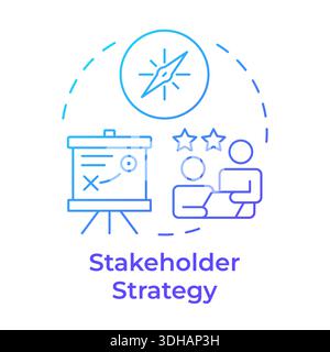 Stakeholder strategy blue gradient concept icon Stock Vector