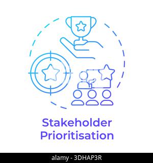 Stakeholder prioritization blue gradient concept icon Stock Vector