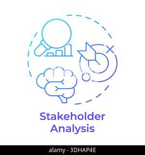 Stakeholder analysis blue gradient concept icon Stock Vector