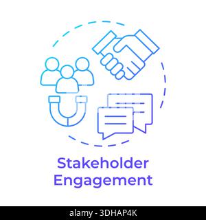 Stakeholder engagement blue gradient concept icon Stock Vector