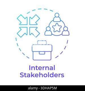 Internal stakeholders blue gradient concept icon Stock Vector
