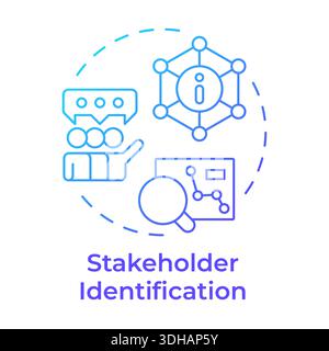 Stakeholder identification blue gradient concept icon Stock Vector