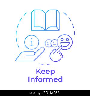 Keep informed blue gradient concept icon Stock Vector