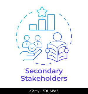 Secondary stakeholders blue gradient concept icon Stock Vector