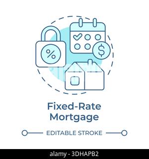 Fixed-rate mortgage soft blue concept icon Stock Vector
