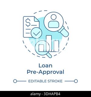Loan pre-approval soft blue concept icon Stock Vector