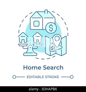 Home search soft blue concept icon Stock Vector