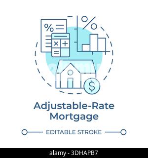 Adjustable-rate mortgage soft blue concept icon Stock Vector