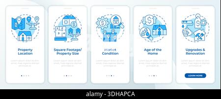 Home appraisal blue onboarding mobile app screen Stock Vector