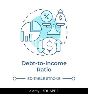 Debt-to-income ratio soft blue concept icon Stock Vector