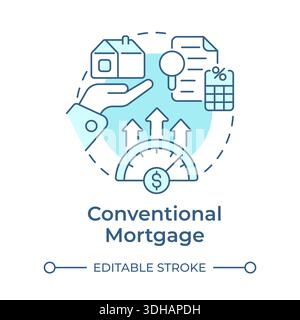 Conventional mortgage soft blue concept icon Stock Vector