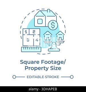Square footage and property size soft blue concept icon Stock Vector