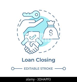 Loan closing soft blue concept icon Stock Vector
