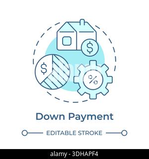 Down payment soft blue concept icon Stock Vector
