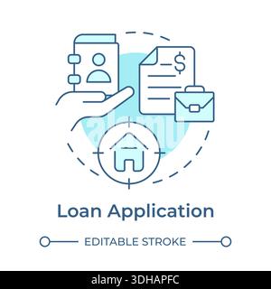 Loan application soft blue concept icon Stock Vector