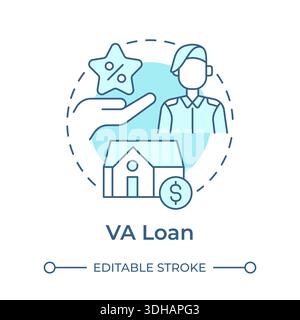 VA loan soft blue concept icon Stock Vector
