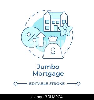 Jumbo mortgage soft blue concept icon Stock Vector