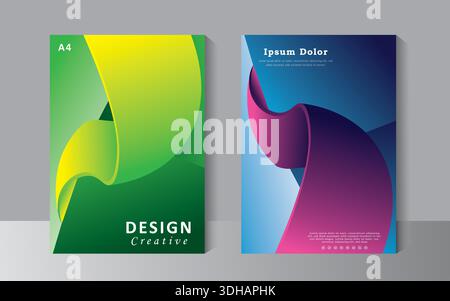 Book cover design template, modern annual report. Brochure template, catalog. Simple wave shape flyer promotion. magazine.vector template with a4 size Stock Vector