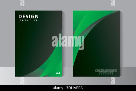 Template vector design for Brochure, Book cover, Annual Report, Magazine, Poster, Corporate Presentation, Flyer, modern with black and green colour, Stock Vector