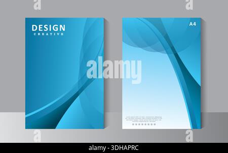 Cover design template with blue colour, A4 size template can use for book cover design, Annual report, brochure, company Profile Cover, Booklet, Stock Vector
