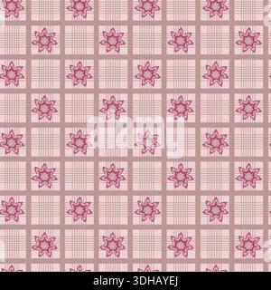 Soft Floral Geometric Tile Grid Stock Vector