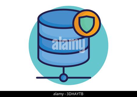 Database security icon. Colored icon style. Icon related to IT support. Technology elements vector illustration Stock Vector