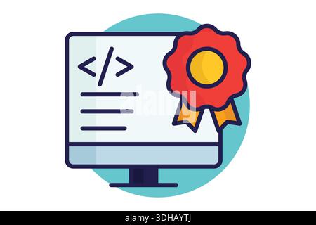 Software license icon. Colored icon style. Icon related to IT support. Technology elements vector illustration Stock Vector