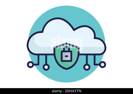 Cloud security icon. Colored icon style. Icon related to IT support. Technology elements vector illustration Stock Vector