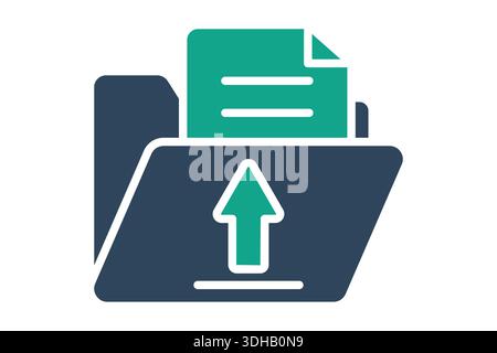 Upload file icon. Solid icon style. Icon related to IT support. Technology elements vector illustration Stock Vector