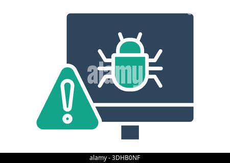 Computer bug icon. Solid icon style. Icon related to IT support. Technology elements vector illustration Stock Vector
