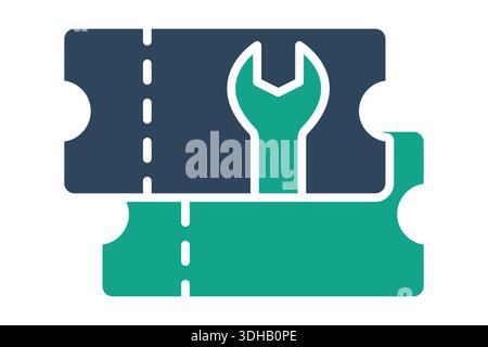 Support ticket icon. Solid icon style. Icon related to IT support. Technology elements vector illustration Stock Vector