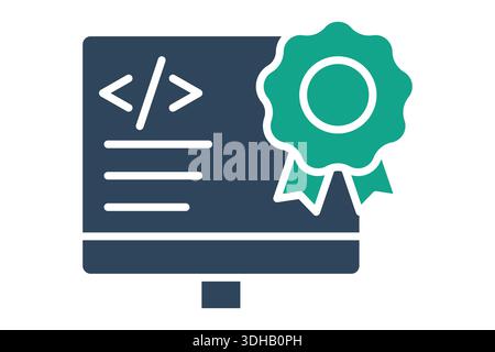 Software license icon. Solid icon style. Icon related to IT support. Technology elements vector illustration Stock Vector