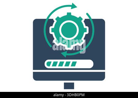 Software update icon. Solid icon style. Icon related to IT support. Technology elements vector illustration Stock Vector