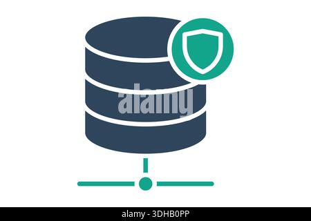 Database security icon. Solid icon style. Icon related to IT support. Technology elements vector illustration Stock Vector