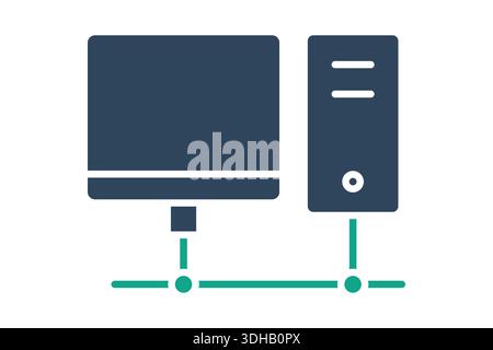 Data connection icon. Solid icon style. Icon related to IT support. Technology elements vector illustration Stock Vector