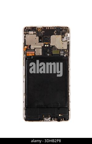The disassembled mobile phone on white background Stock Photo
