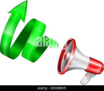 Megaphone isolated on white background with Spiral Arrow. You can change the color in one click. Vector illustration. Stock Vector