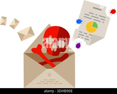 Internet Security and Cyber Crime Concept with Flat Icon Like Spam. Vector for Flyer, Poster, Web Site and Printing Advertising. Stock Vector